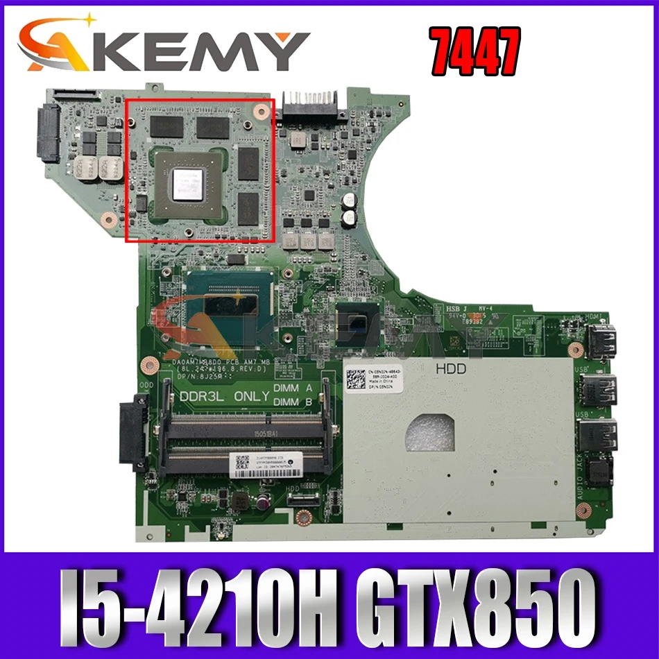 

Akemy совершенно новый I5-4210H GTX850 для материнской платы Dell 7447 8J25M DA0AM7MB8D0 CN-0XRC24 XRC24 материнская плата 100% протестирована