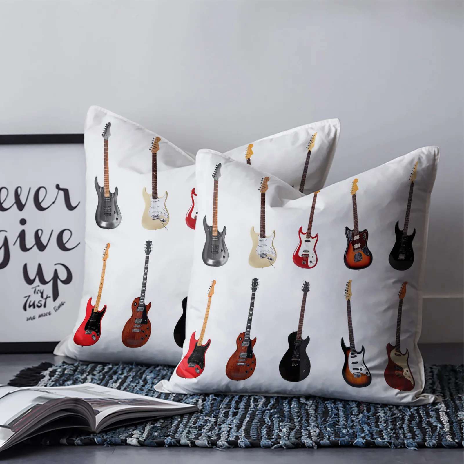 

Musical Instrument Metal 2 Pieces Pillowcase for Sofa Bedroom Cushion Cover for Gazebo Balcony Modern Home Pillow Decor