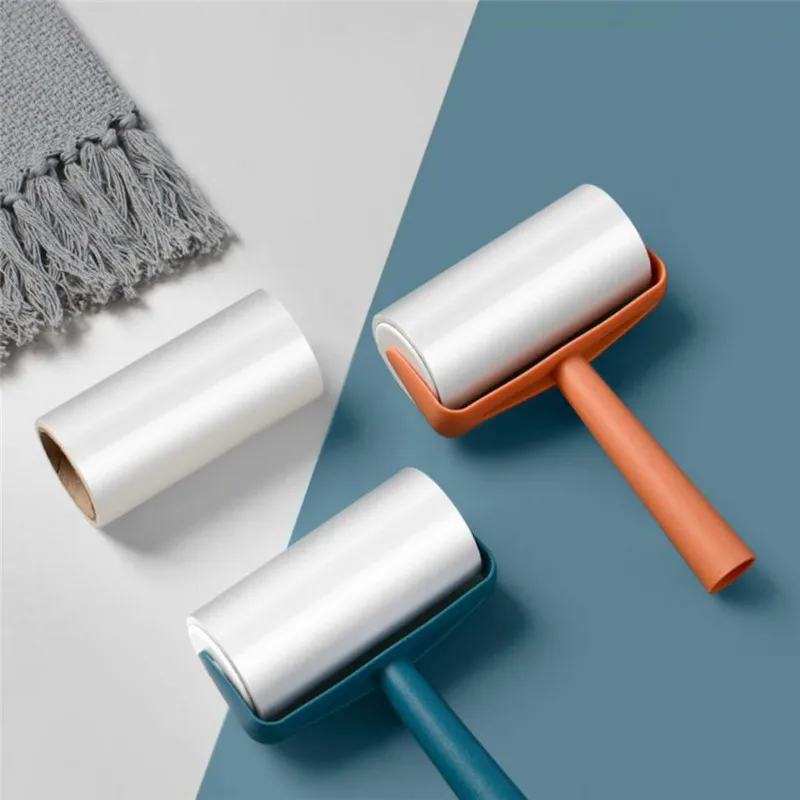 

New Tearable Roll Paper Sticky Roller Dust Wiper Pet Hair Clothes Carpet Tousle Remover Portable Replaceable Cleaning Brush Tool