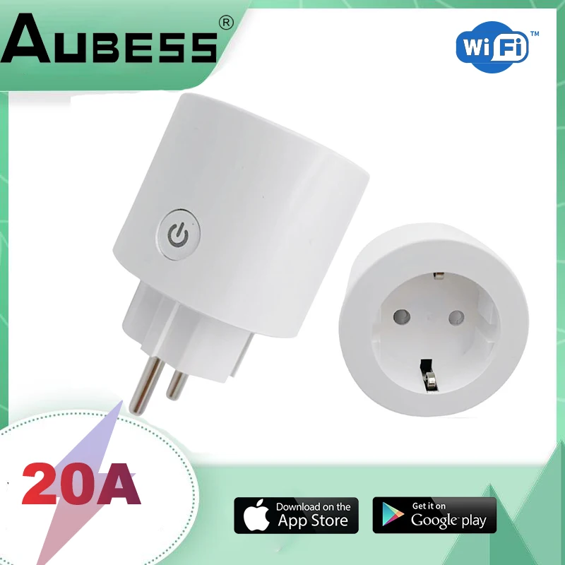 

20A AUBESS Smart Socket EU Plug Timer WIFI Wireless Remote Voice Control Smart Home Fire Retardant Smart Outlet With Power Meter