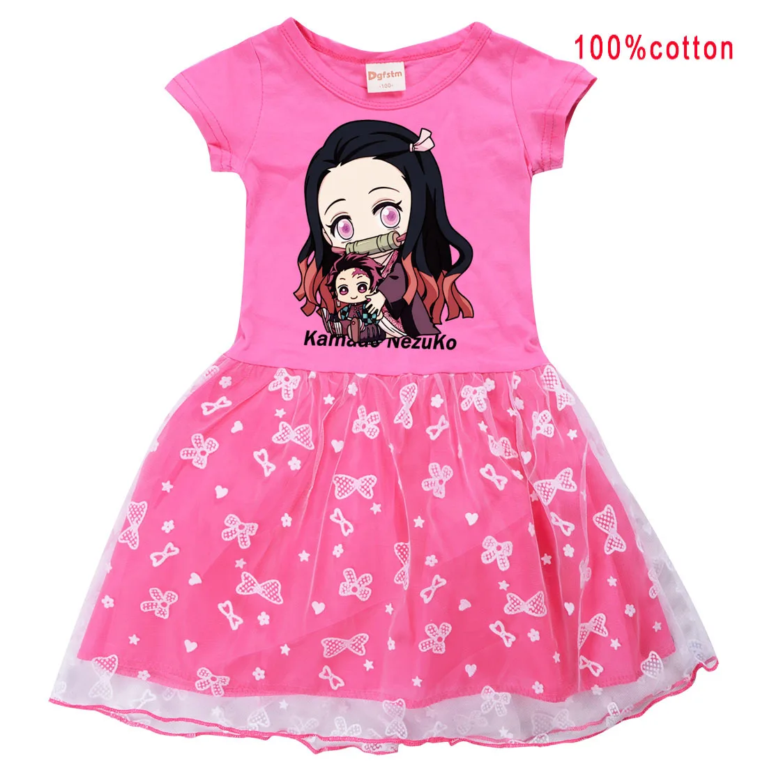 

Детское летнее платье с коротким рукавом, с принтом