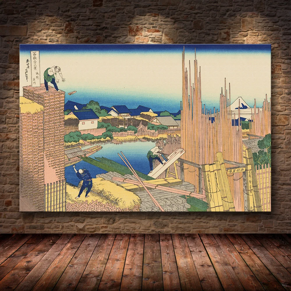 The Great Wave of Kanagawa Ukiyoe японское искусство рисунок на холсте известная картина