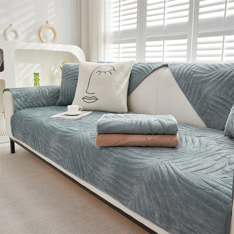 

Thicken Plush Sofa Cushion Non-slip Corner Sofa Cover Towel Pets Kid Sofas Towel Anti-slip Universal Solid Color Couch Protector