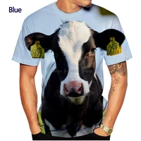 3d printed t shirt animal cow t shirt mens casual short sleeve o collar shirt