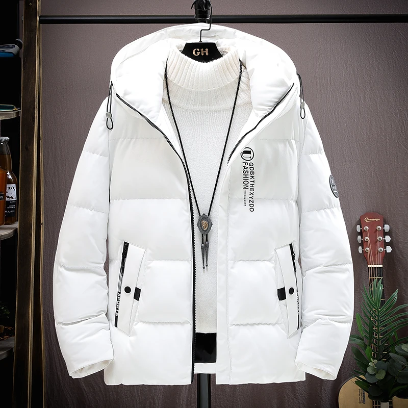 

Модные короткие куртки с капюшоном сезона осень-зима 2023, повседневные ветрозащитные мужские толстые теплые парки, Молодежные приталенные пуховики