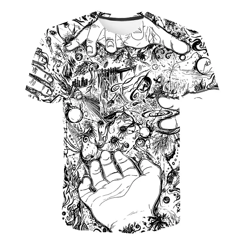 

3D Printing T-Shirt Graffiti T-Shirt Psychedelic Anime Men's Fashion Casual Clothing Short Sleeve Men's Loose Top O-Neck T-Shirt