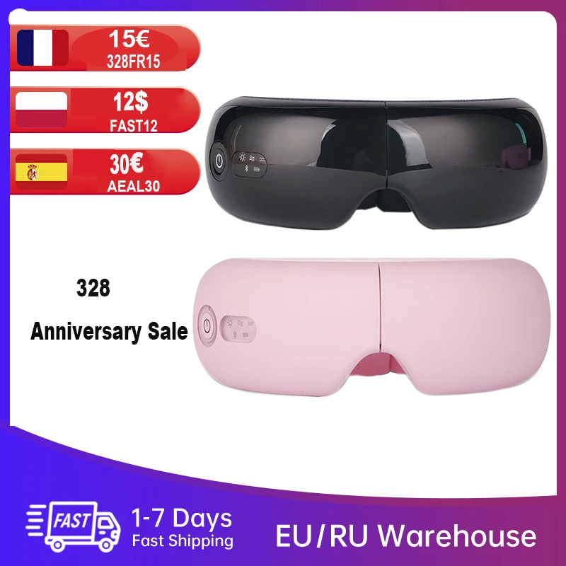 

Eye Massager 4D Smart Airbag Vibration Health Care Hot Compress Bluetooth Music Fatigue Wrinkle Relief USB Charging Foldable