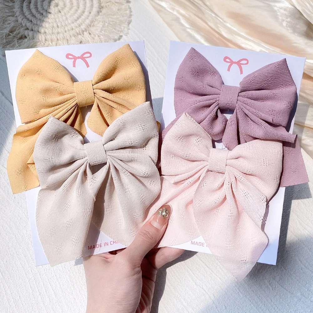 

2 шт./компл. корейские милые однотонные заколки для волос с большим бантом для женщин и девочек Летние Элегантные Заколки Головные уборы мод...