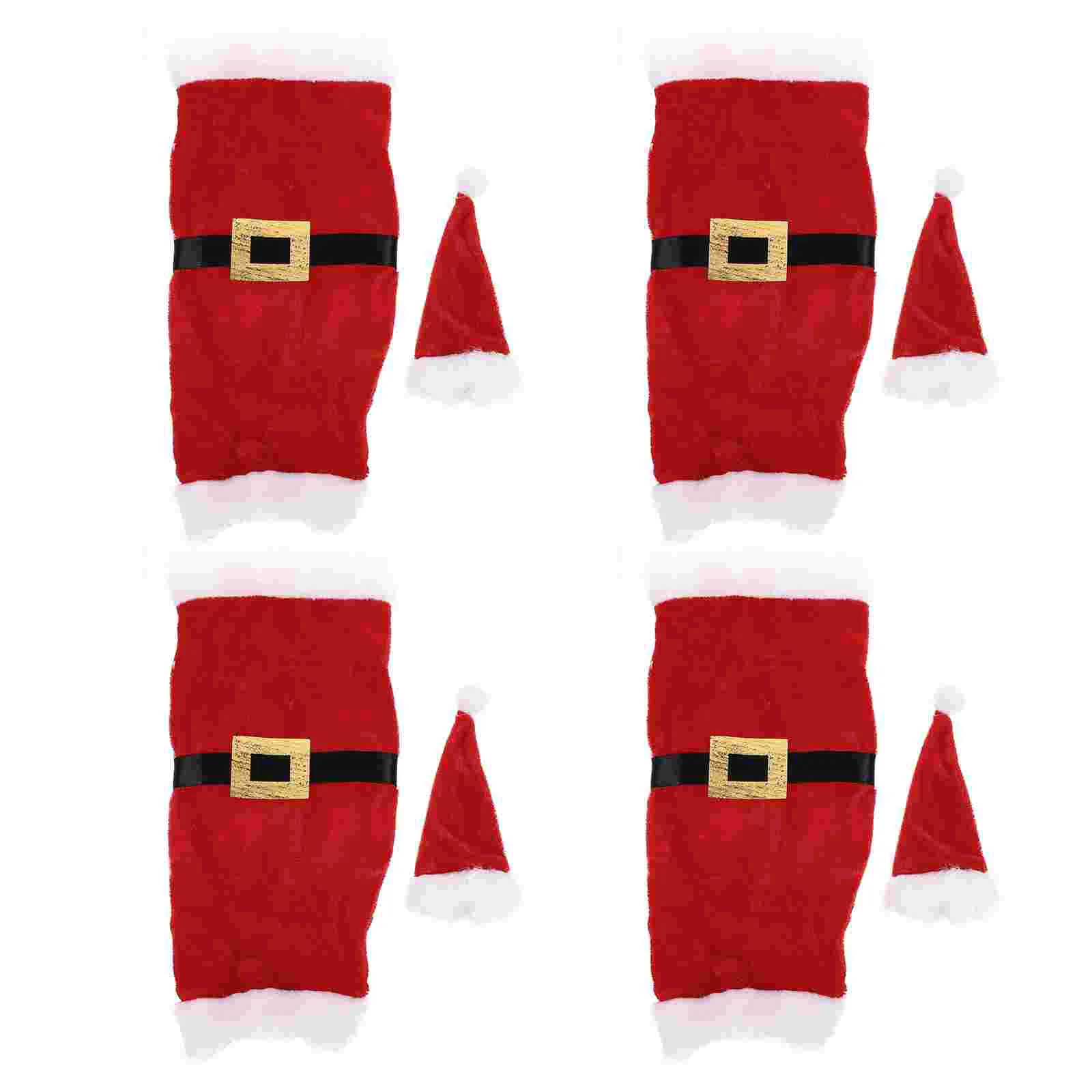

8 Pcs Santa Claus Sleeves Bottle Santa Coat Christmas Clothes Christmas Bottle Hat Christmas Party Supplies