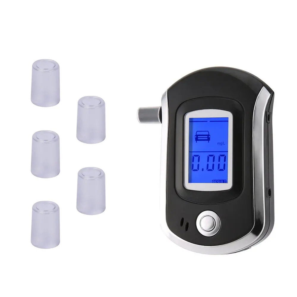 

AT6000 Alcohol Tester with6/31Mouthpieces Professional Digital Breath Breathalyzer with LCD Dispaly Bafometro Alcoholimetro dfdf