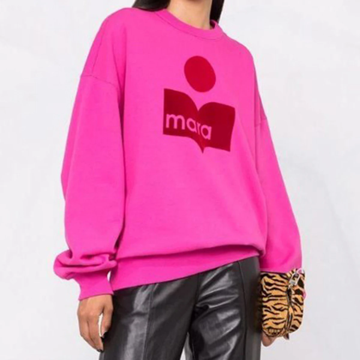 

Loose Flocking Print Classic Sweatshirt Tops Women Autumn Winter O-Neck Tracksuit Jumper Sports All-match Letter Thin Streetwear
