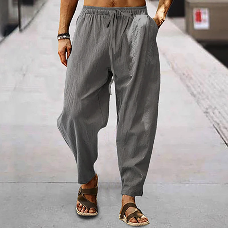 

Summer New Foreign Trade AliExpress Men's Hip Hop Breathable Cotton Hemp Loose Relaxed Sports Pants