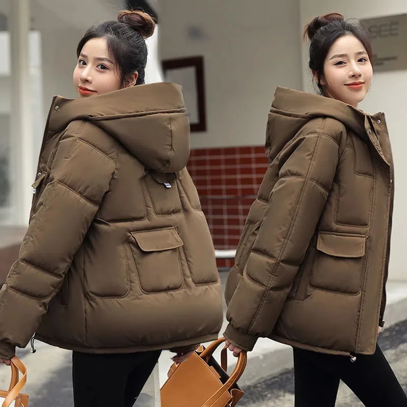 QNPQYX New Winter Jacket Women Parkas Thick Warm Jackets Hooded Female Cotton Padded Parka Loose Snow Wear Student Coat Outwear
