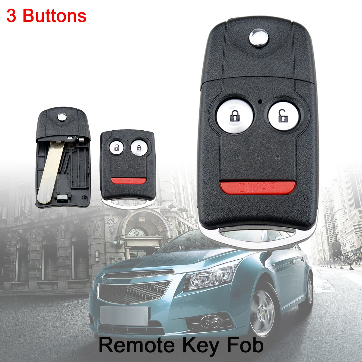 

2 + 1 Buttons Remote Car Key Fob Case Shell Replacement Remote Key Cover with HON66 Blade For Honda Civic Accord CRV Jazz