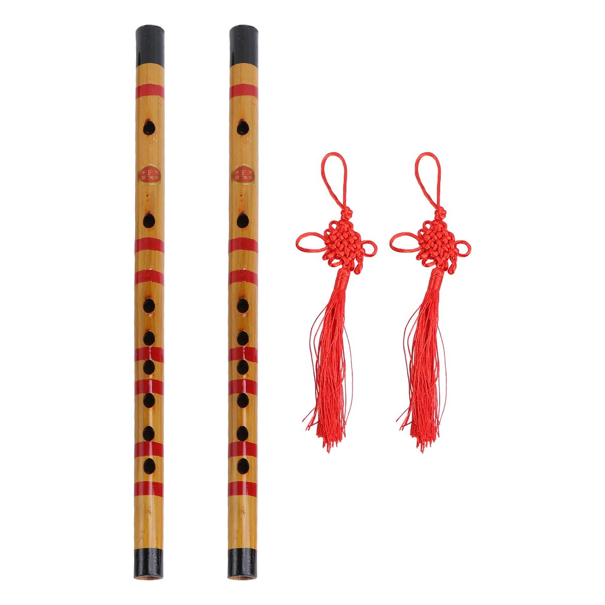 

1 Set/2pcs Bamboo Flute Traditional Plastic Flutes for Beginner (Natural Color Flute+Chinese Knot+Flute Diaphragm, Random