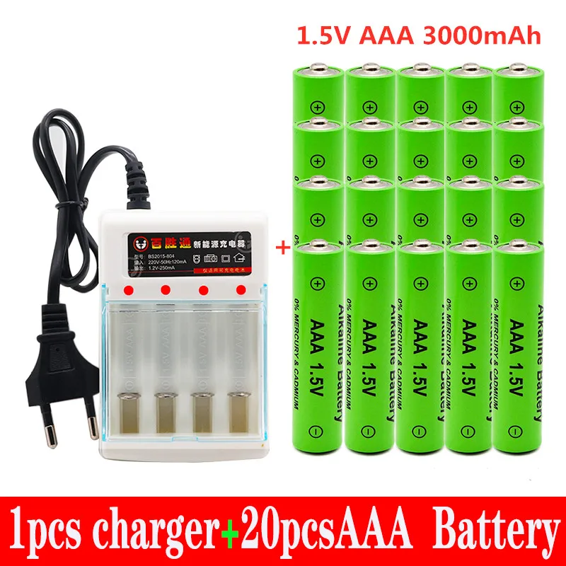 

Free Shipping Rechargeable Battery 100% New AAA Battery 3000 MA AAA 1.5 V 3000 MA Charging New Alcalinas Drummey+charger