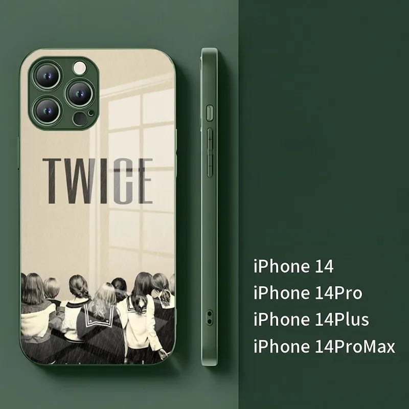 Двойной чехол KPOP для телефона IPhone 15 14 Pro 13 12 11 Mini XR Max 6 8 7 Plus SE 2022 стеклянный