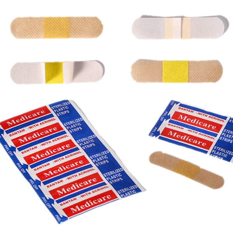 100pcs/set Nonwovens Medical Band Aid Children Kids Skin Patch Wound Dressing Plaster Tape Waterproof Adhesive Bandages Strip