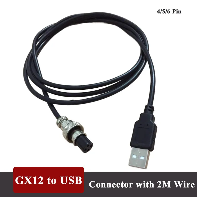 

Авиационная вилка M12 к USB, провод 4, 5, 6-контактный разъем GX12 «папа-мама» с кабелем длиной 2 м, USB-штекер, датчик, водонепроницаемая розетка 12 мм