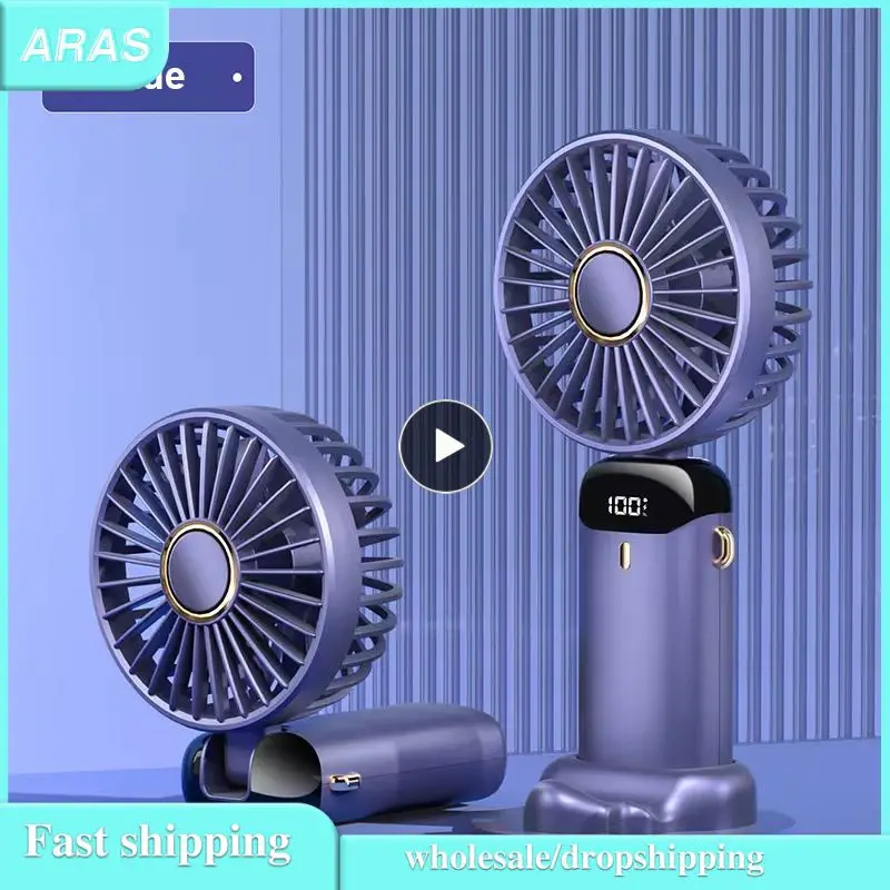 

With Digital Display Air Conditioning Handheld Usb Fan Mini Portable Mute Battery Capacity Small Fans Cooling Fans Folding
