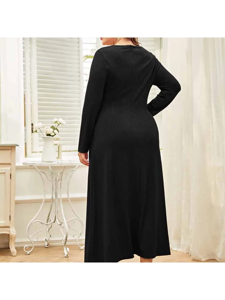 Sexy solid color knit 2022 new plus-size elasticated dress cutout women's clothing plus size party dresses