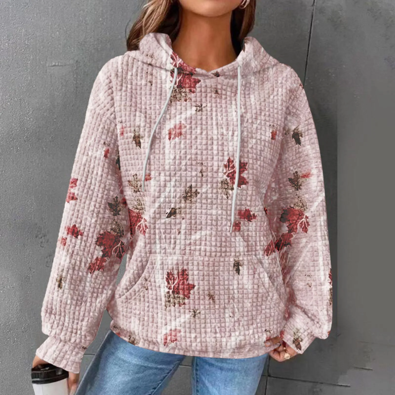 

Sweatshirt Women Printed Knit Hoodie Sweatshirts Long Sleeve Sweater Fall Graphic Pullover Lightweight Zip Hoodie