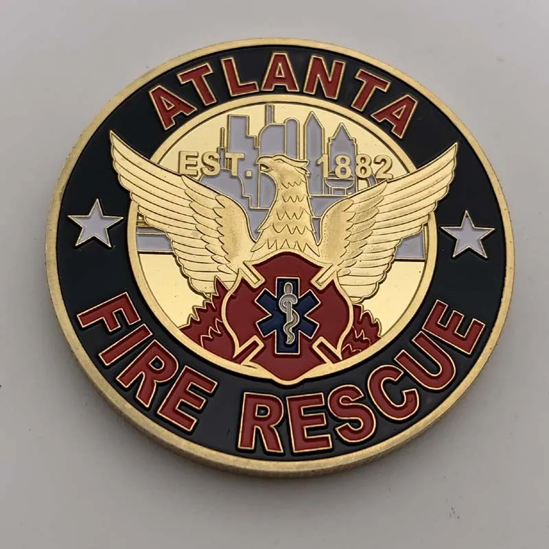 

Памятная монета Сент-Флориан пожарный покровитель Соединенные Штаты Атланта пожарная спасательная монета Коллекционная монета счастлива...