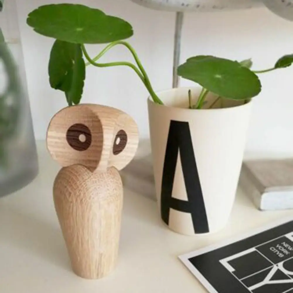 

Boy&Girl Miniature&Figurines Crafts Arts Ornaments Home Decoration Wood Owl Kids Toy