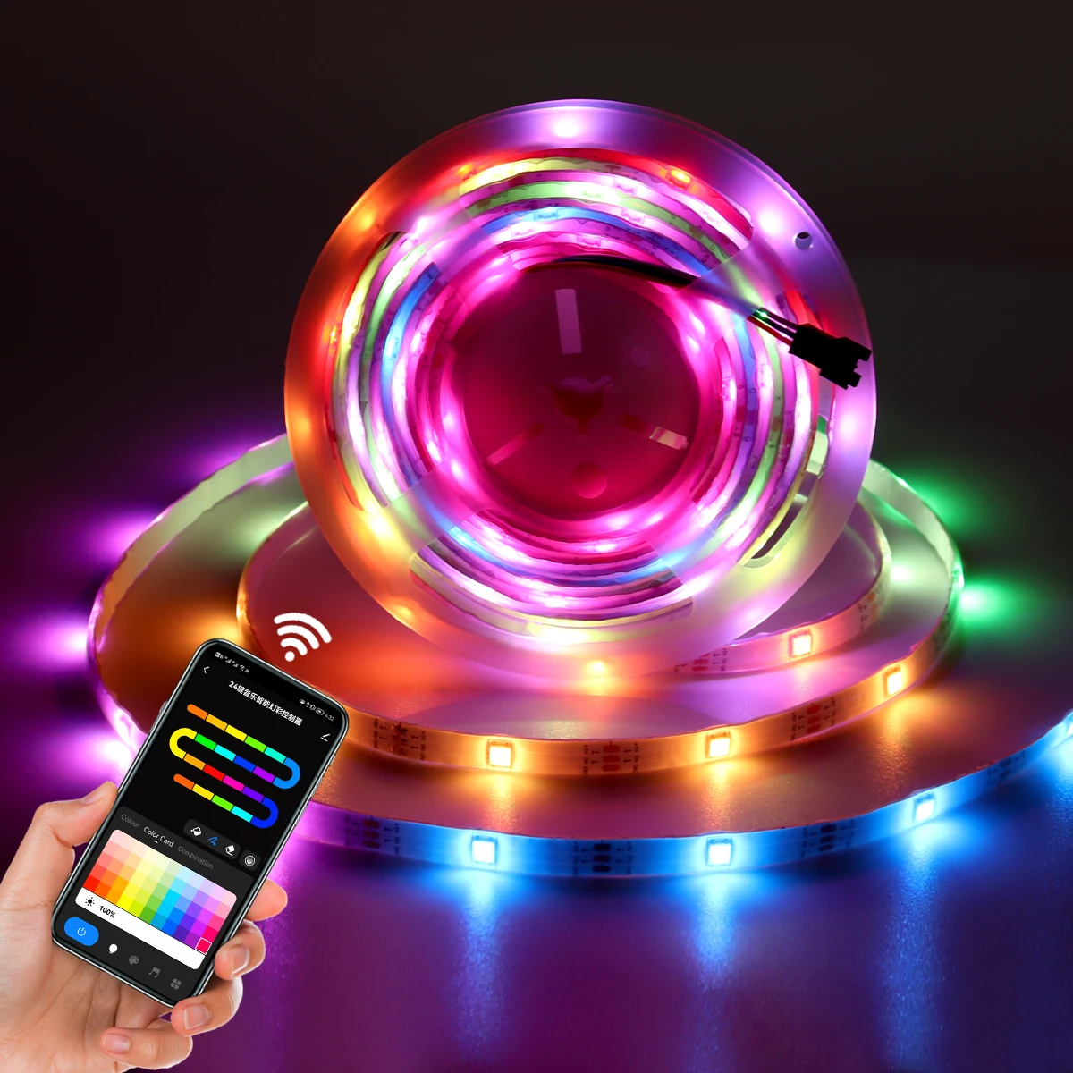 Светодиодная лента RGB Водонепроницаемая с поддержкой Bluetooth и дистанционным