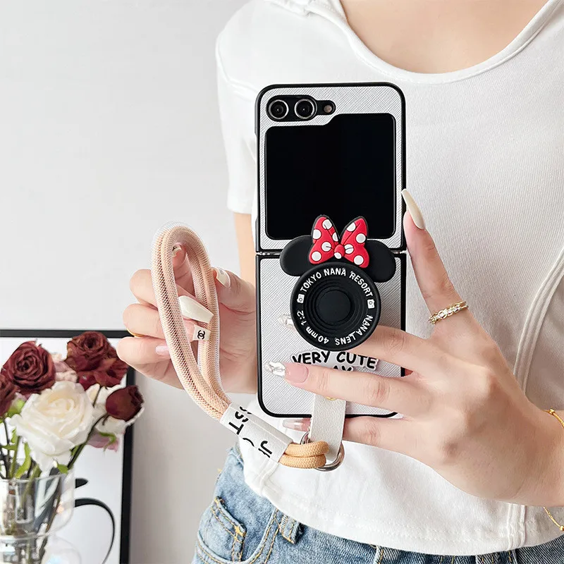 Модный мультяшный чехол-подставка с ремешком на руку белый кожаный чехол для Samsung