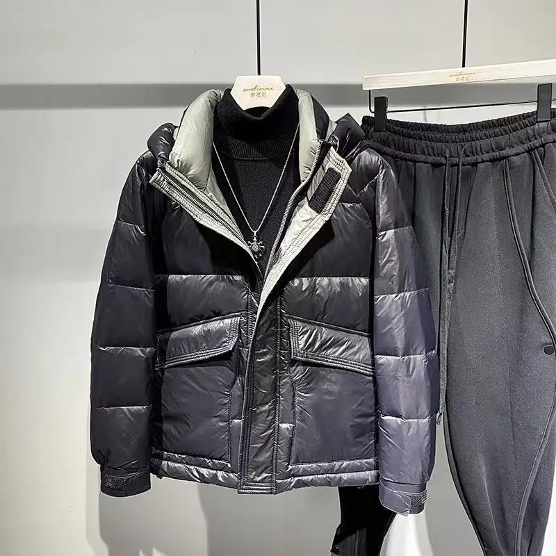 Winter Hooded Jacket Men Parkas Warm Long Sleeve Thick Coat Zipper Outerwear Puffer Korean Fashion Coats