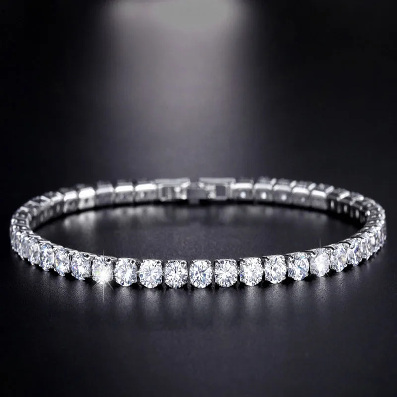 

Color 4.0 Round Zircon Bracelet Fashion Single Row Diamond Bracelet Jewelry European and American Style High Quality Jewelry