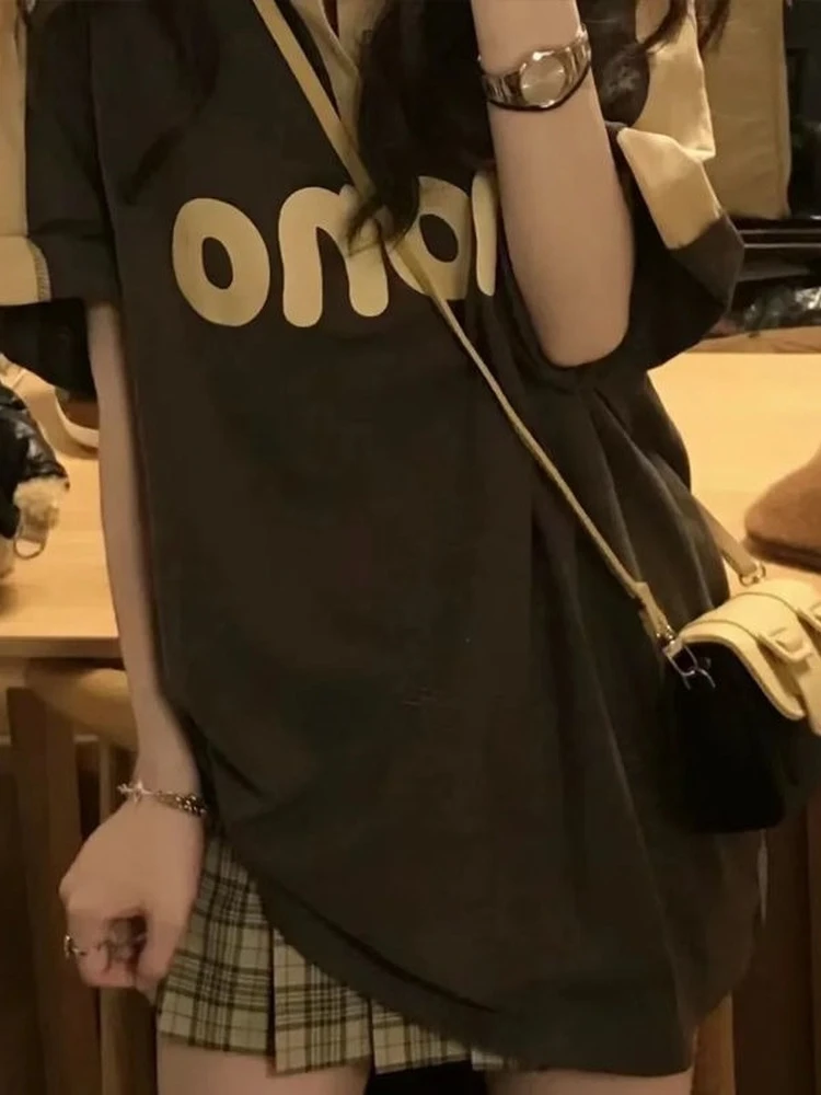 QWEEK женские футболки-поло в стиле Харадзюку женская уличная одежда Корейском