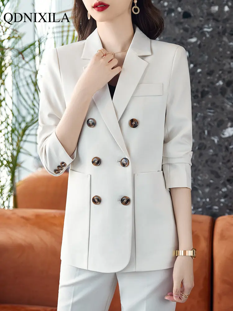 2023 New Women's Suit Jacket Blazers Pants Sets Fashion Office Luxury Elegant Chic 2 Pieces Set Outfit Trouser Suit Matching Set