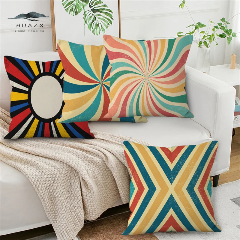 

Colorful Striped Sun Pattern Pillow Case 45cmx45cm Cushion Cover Living Room Sofa Pillowcase Car Throw Pillows Cover Home Decor