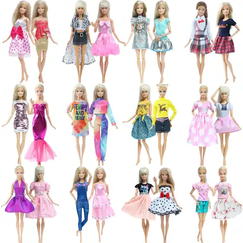 2 шт./компл. модный новейший наряд для куклы BJDBUS, футболка, штаны, юбка, мини-платье, повседневная одежда, Одежда для куклы Барби, аксессуары, д...