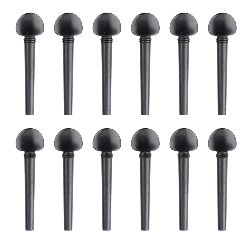 

12 Pcs Black Ebony Violin Pegs 8.2X2.3Cm Tuning Pegs Violin Parts Oud Accessories