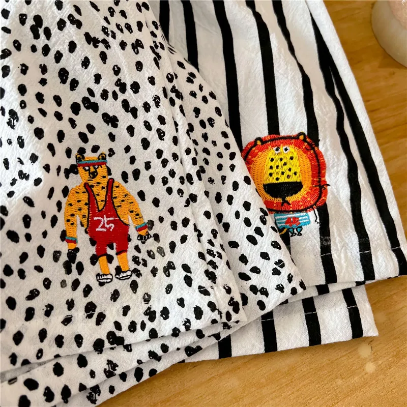 

EnkeliBB Toddler Boy Summer Shorts Tiger Lion Pattern Wide Loose Shorts Kids Children Casual Style Cartoon Striped Bottoms