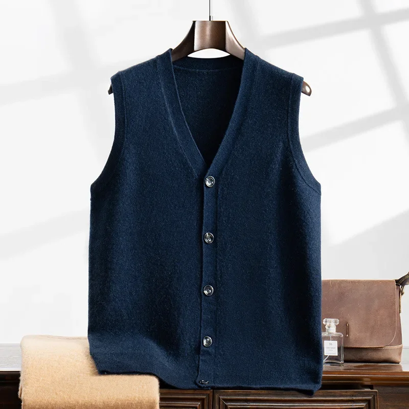 Повседневный шерстяной кардиган с v-образным вырезом жилет 2024 осень/зима новый