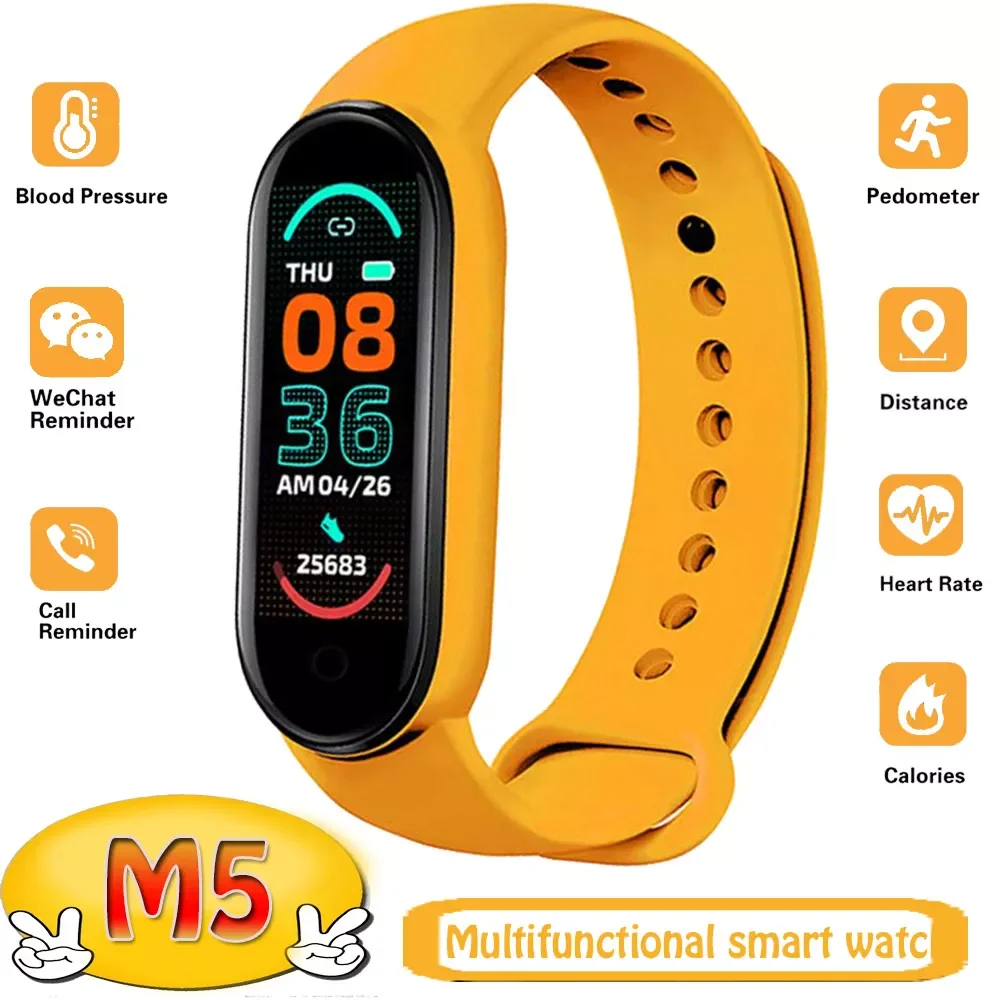 

New M5 Fitness Bracelet Smart Watch Color Screen Bluetooth Caller Information Reminder Sleep Tracker Multifunctional Sport Band