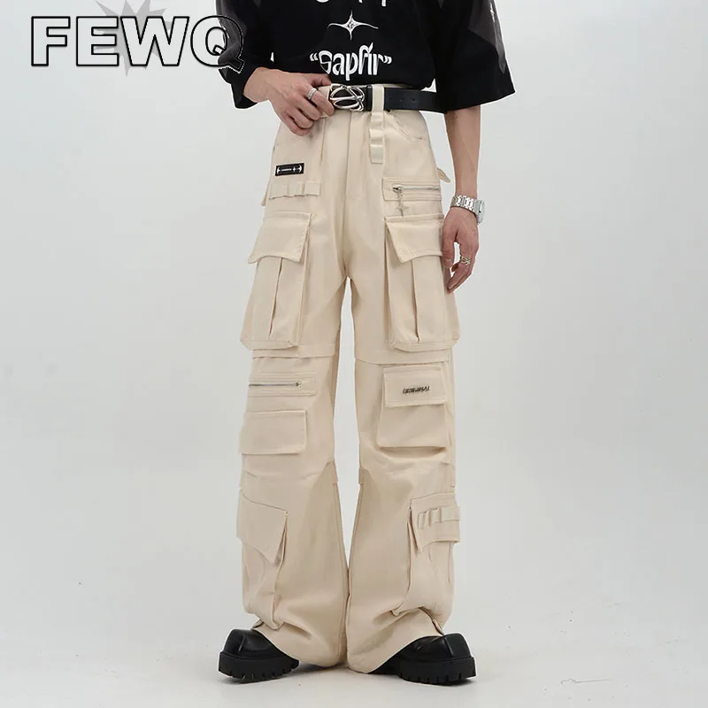 

FEWQ Vintage Men's Cargo Pants Multi Pocket Y2k Male High Street Overalls Niche Design Trousers Safari Style 2023 Autumn 24B3283