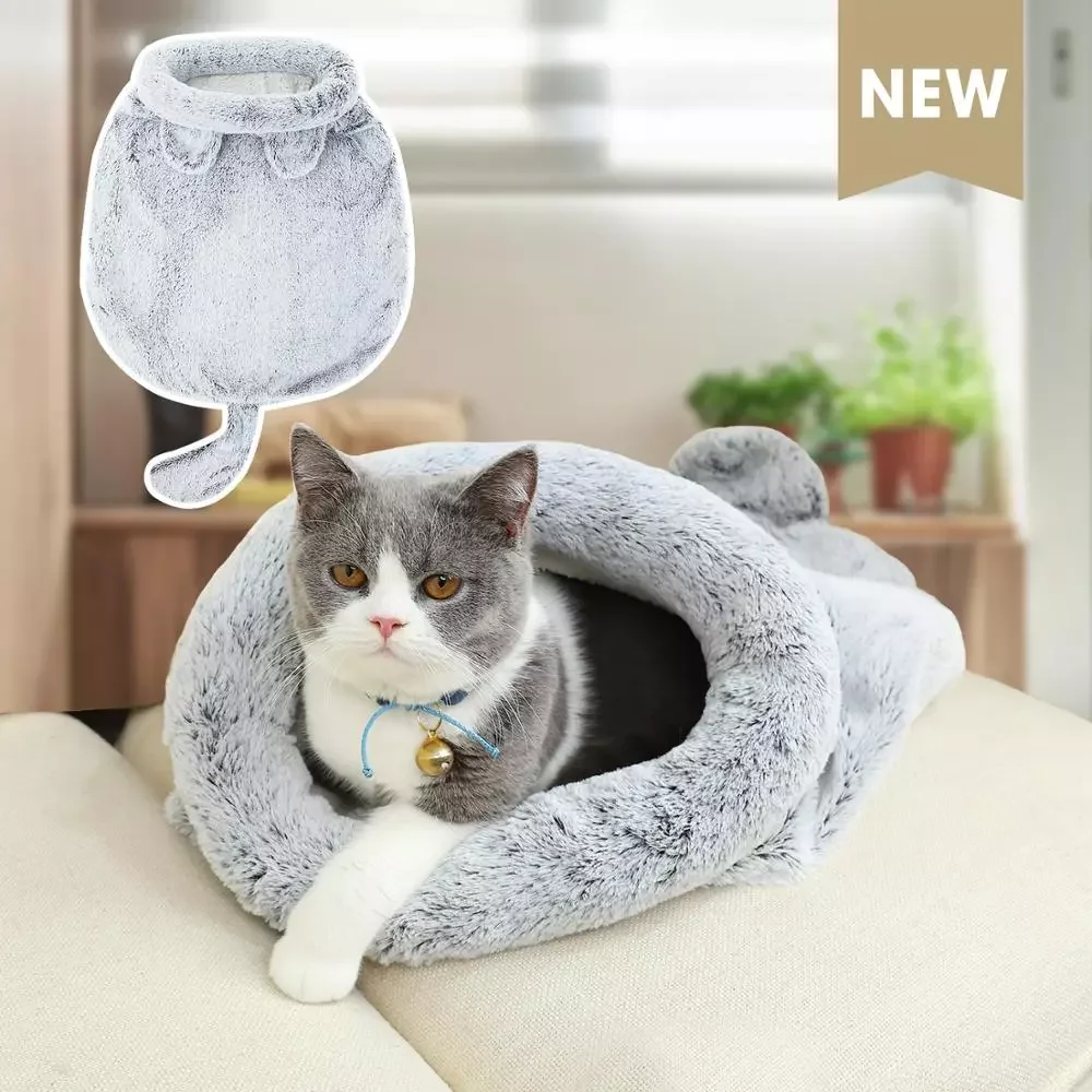

Washable plush Cat Sleeping Bag Puppy Small Dogs Cats Mat Bed Warm Soft Pet House Cat Sleeping Nest Cushion Pet Products