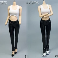 16 female soldier stretch leather pants tight boobs vest high heel sports shoes suit model fit 12 inch action body doll