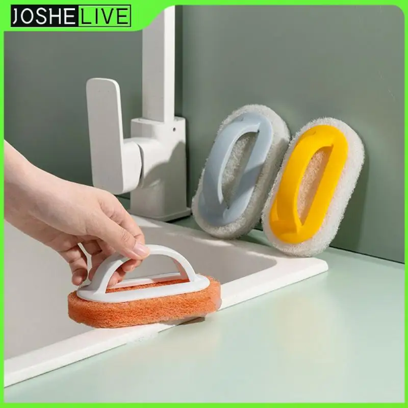 

Handle Cleaning Brush Household Decontamination Dishwash Pot Bathtub Tile Floor Sponge Kitchen Clean Brush Wipe Sponge