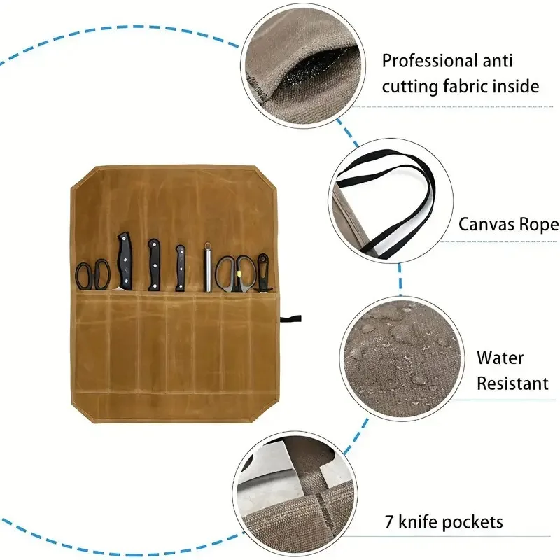 Портативная Экологически Чистая Холщовая Сумка Для Ножей Рулонный Держатель