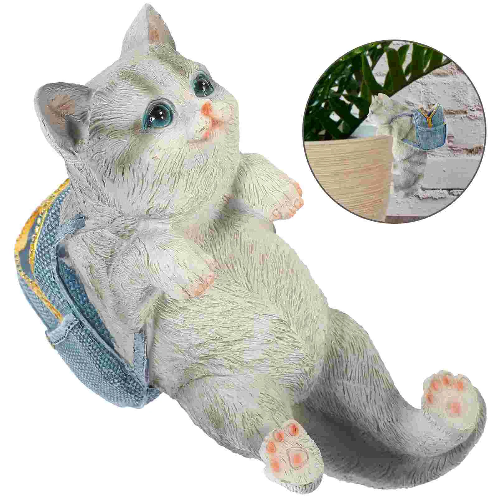 

Cat Figurine Decor Statue Sculpturegarden Outdoor Office Cartoon Lawn Lifelike Home Desktop Decorationanimal Landscaping Hanging