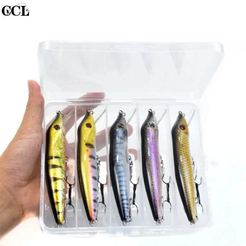 

CCLTBA 5PCS/ SET Plastic Box 125MM 13G Pike Fishing Lure ABS Hard Plastic Bait Floating Lip Crank Minnow Jerkbait Lure