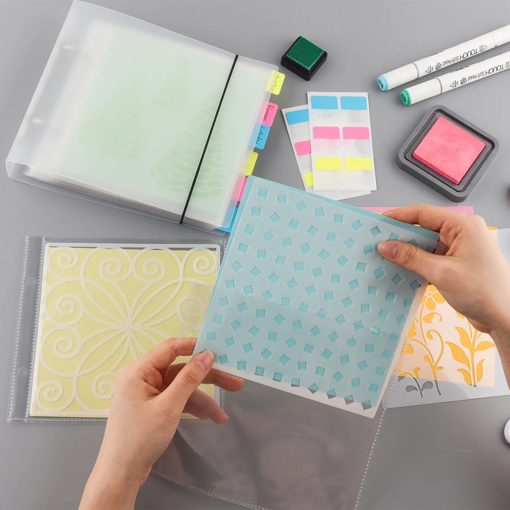 161 шт. 6x6 трафаретов для хранения папка с карманами подложка карточек наклейкой