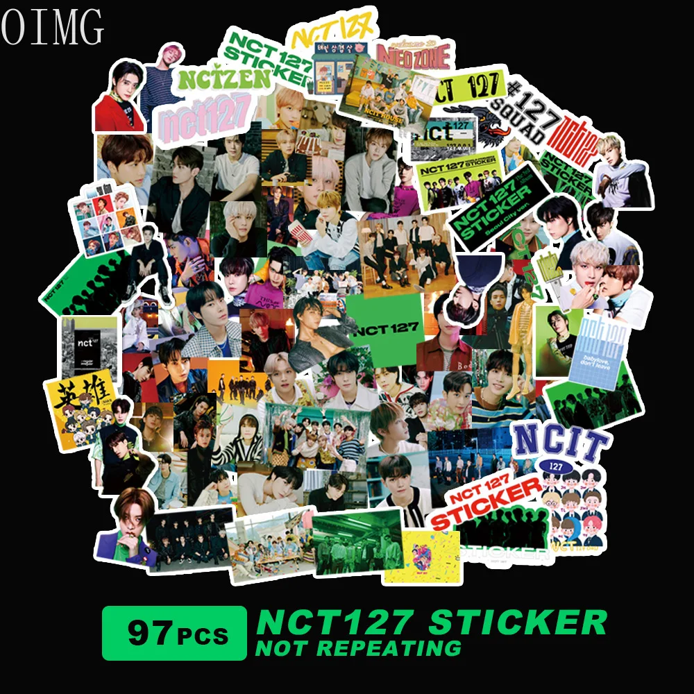 Kpop-pegatinas NCT 127 NCT127, nuevo álbum de pegatinas de dibujos animados para equipaje, portátil, Notebook, funda de teléfono, regalo para Fans, 97 unids/paquete