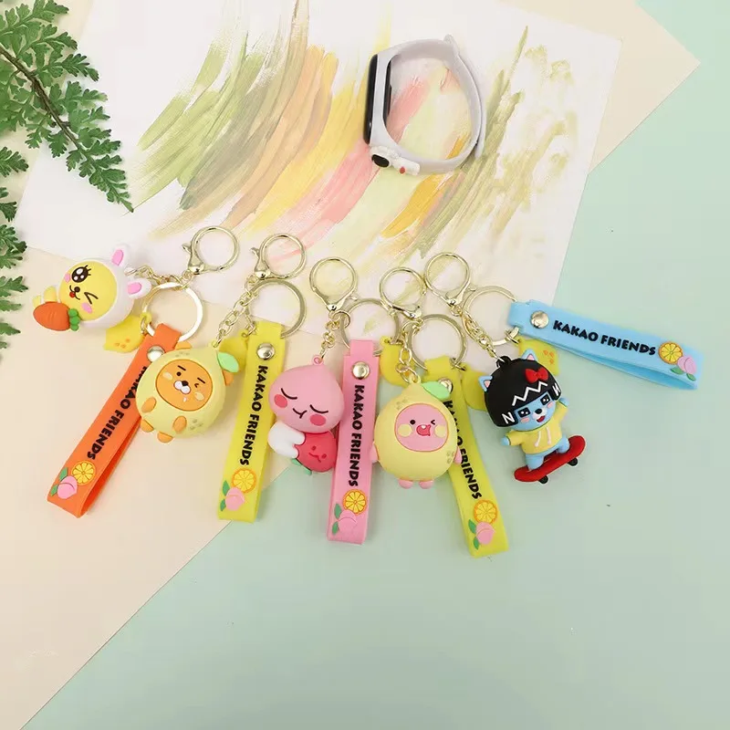 Kakao Peach Key Chain Pendant Cute Cartoon Stupid Lover Doll Car Bag Key Chain Pendant Ryan